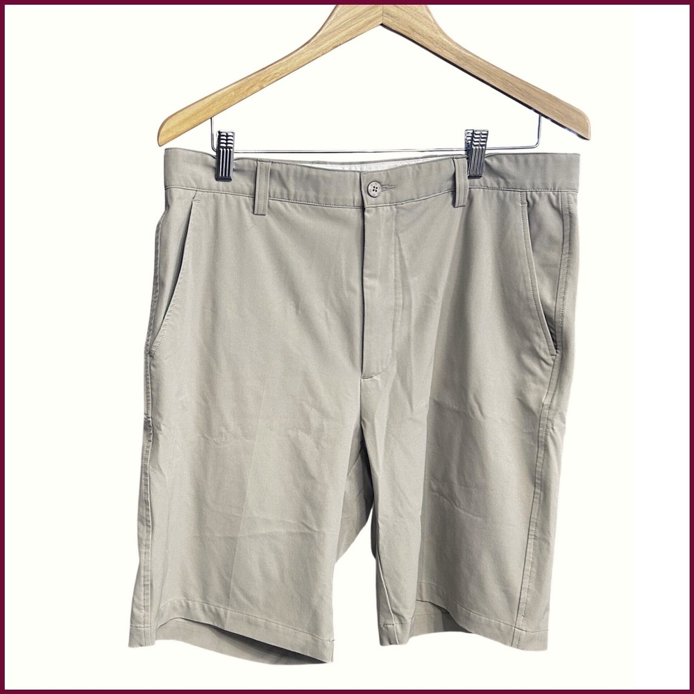 Footjoy FJ Mens Golf Shorts Tan Performance‎ Stretch Flat Front Size 34
